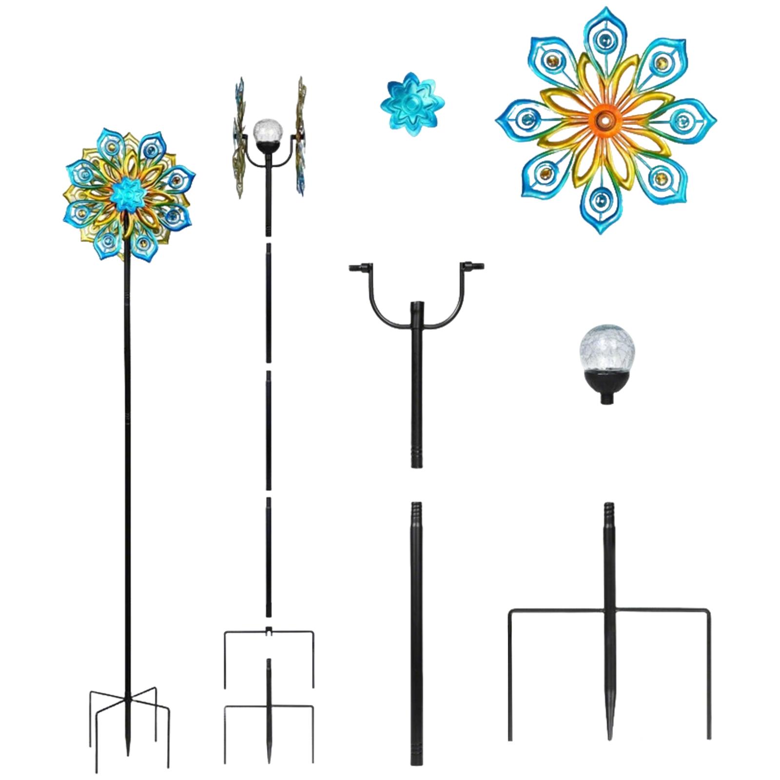 

Patio Garden Decorative Peacock Feather Powered Patio Solar Windmill One Size синий