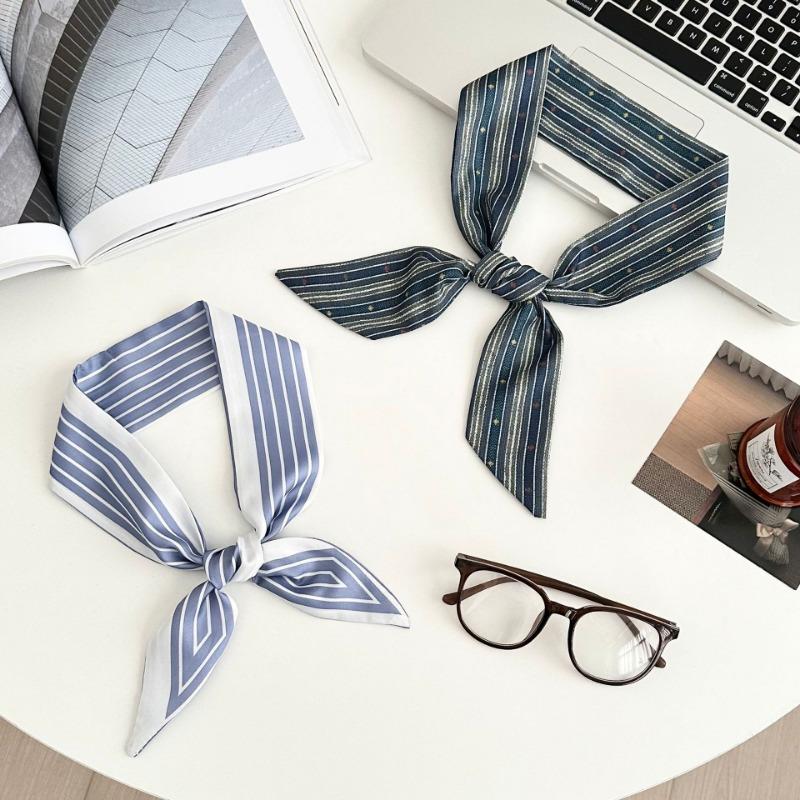 Striped Silk Scarf, Long Strip, New High-end Small Scarf, Neck Accessories, Tied Bag, Streamer Headscarf, Braided Hair Belt, Decorative Belt.