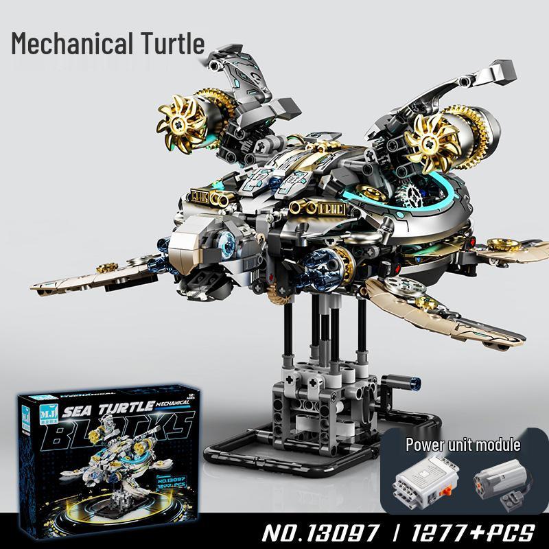 Lego-Compatible Mechanical Parrot, Shark, Whale, and Octopus Assembly Model Toys