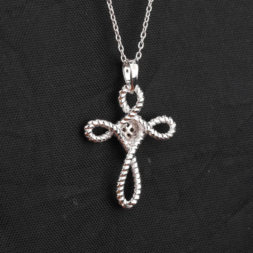 Black Diamond Cross Pendant 925 Sterling Silver Black Rhodium Jewelry