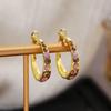 Orecchini ad Anello Colorati con Diamanti per Ragazza Dolce, Stile Hong Kong Design di Lusso Leggero Orecchini alla Moda