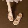 2025 New Women's Minimalist White Slide Sandals - Gold-Tone Buckle Flat Slippers with Cloud Comfort Sole