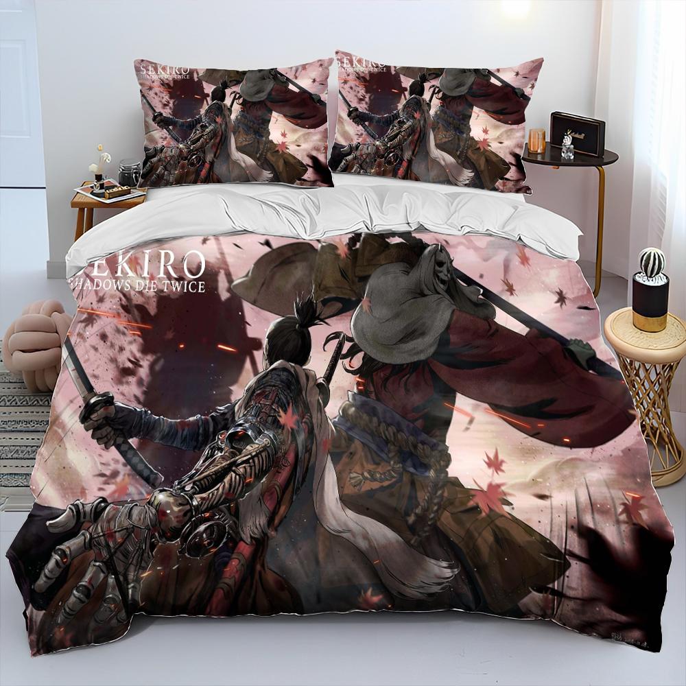 3D Sekiro:Shadows Die Twice Game Comforter Bedding Set,Duvet Cover Bed Set Quilt Cover Pillowcase,king Queen Size Bedding Set