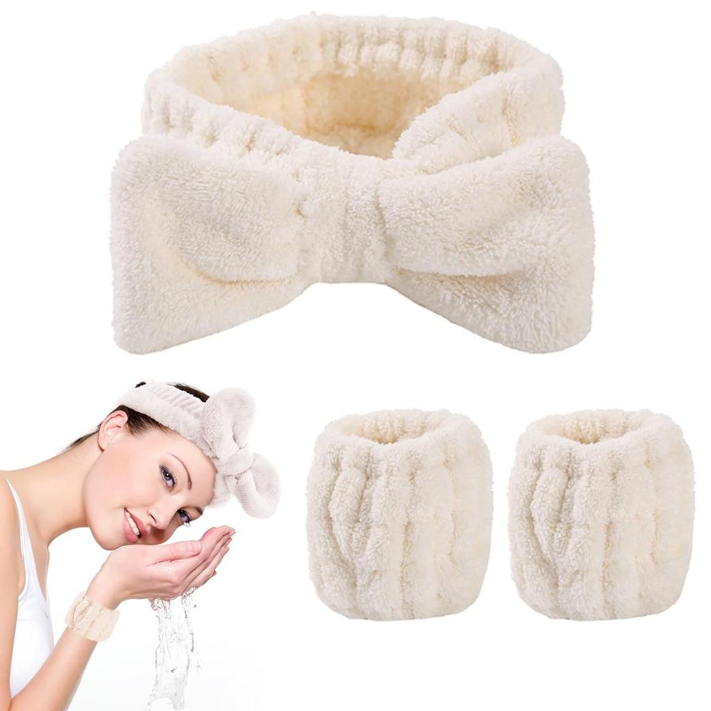 Judee Women 3 Pcs Headband And Wristband Set, Microfiber Wrist, Wrist Wash Bands, Skincare Headbands Makeup Headband With Wrist Band, Facial Headban
