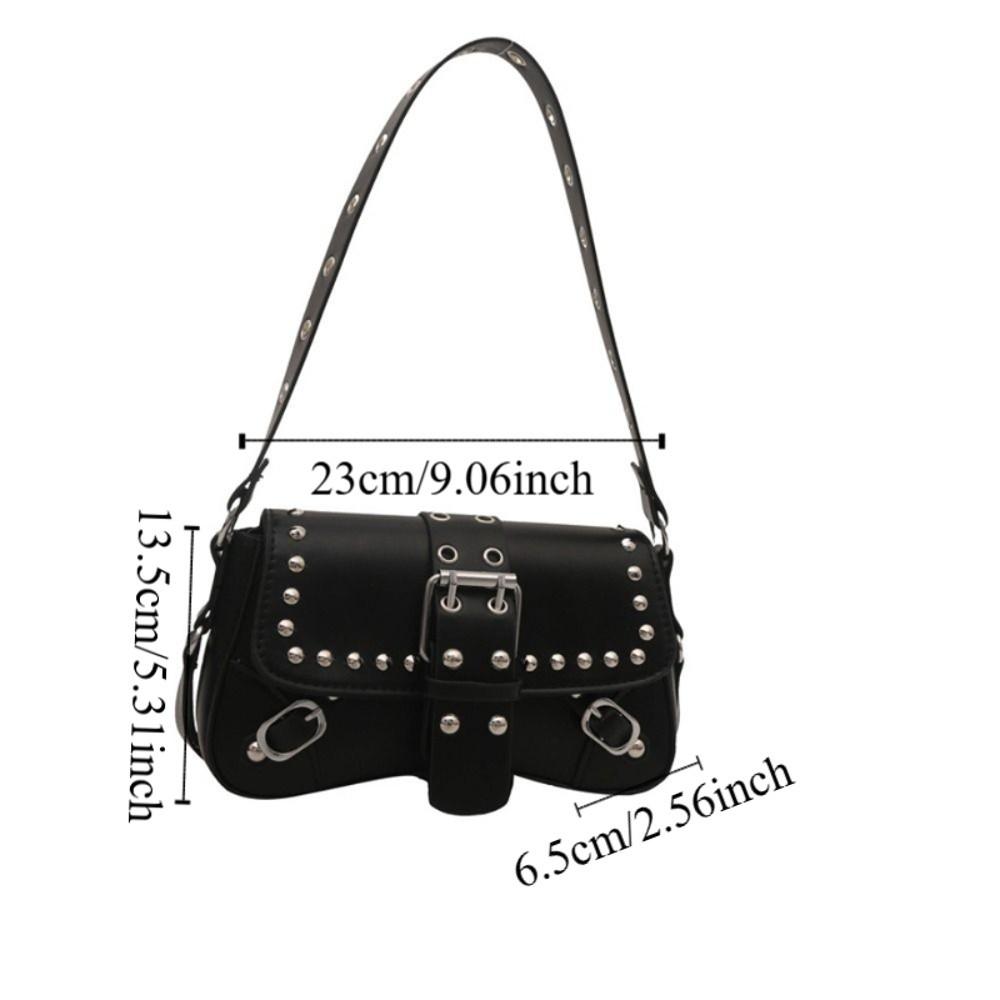American Style Y2K Armpit Bag Sweet Cool Underarm Bag Casual Rivet Shoulder Bag  Spicy Girls