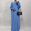 Women's Loose Solid Color Elastic Sleeve Plus Size Dress