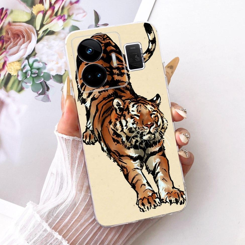 Clear For Realme GT Neo 5 Case RMX3706 Cute Cat Fashion Butterfly Funny Painted Casing For Real me GT Neo 5 Cover