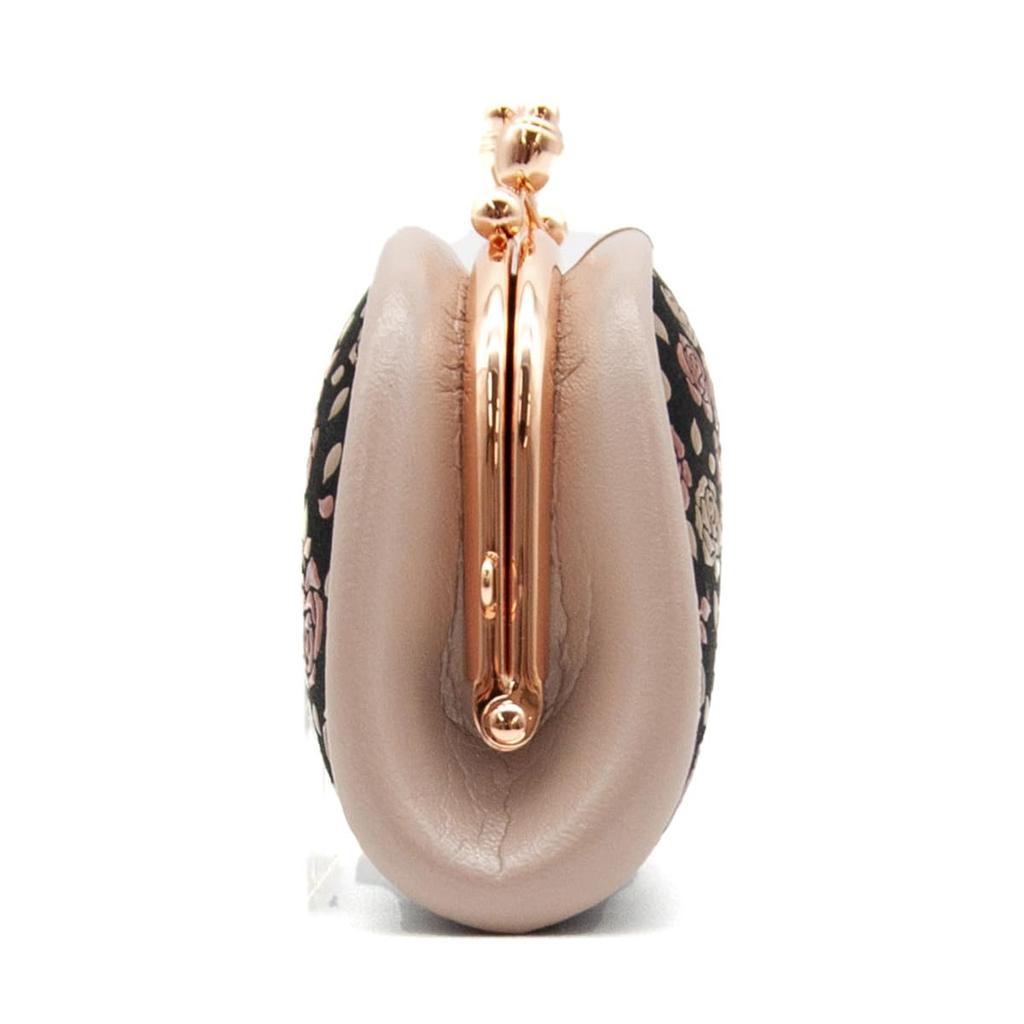 Inden-ya Inden Coin Purse, Kaguwa Rose Design, Traditional Craft, Koshu Inden Deer Leather, Lacquered, Original Brand (No. 8414)