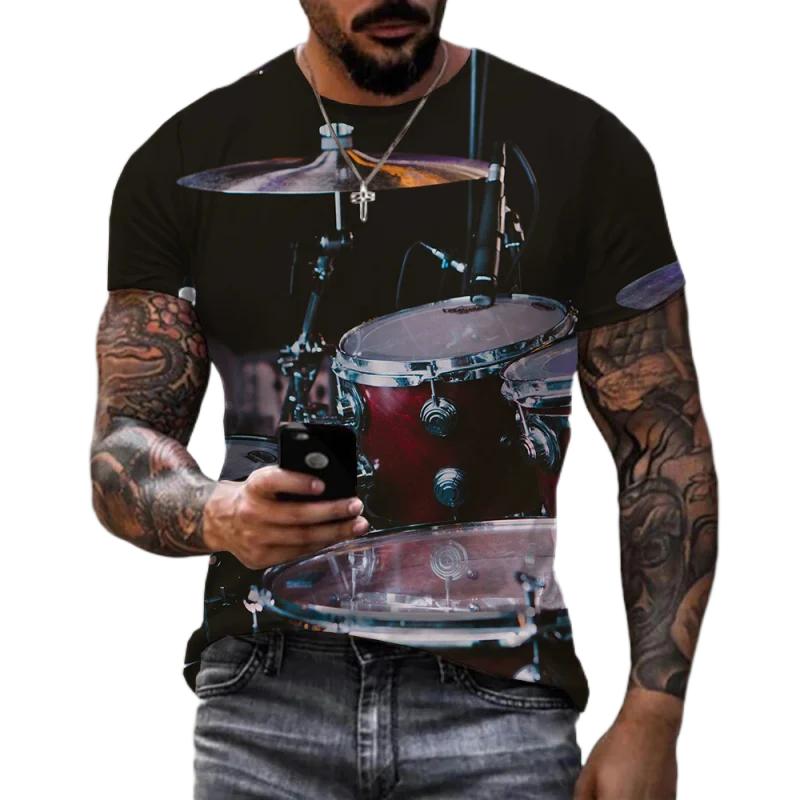 

Футболка с 3D принтом «Музыкальный инструмент» «Барабан» для мужчин и женщин в стиле хип-хоп, модная повседневная футболка в стиле Харадзюку с короткими рукавами, уличная футболка большого размера L