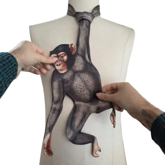 3D Orangutan Design Necktie Men Tie Animal Pattern Fabric Tie Chimpanzee Hanging Tie Outing Accessory