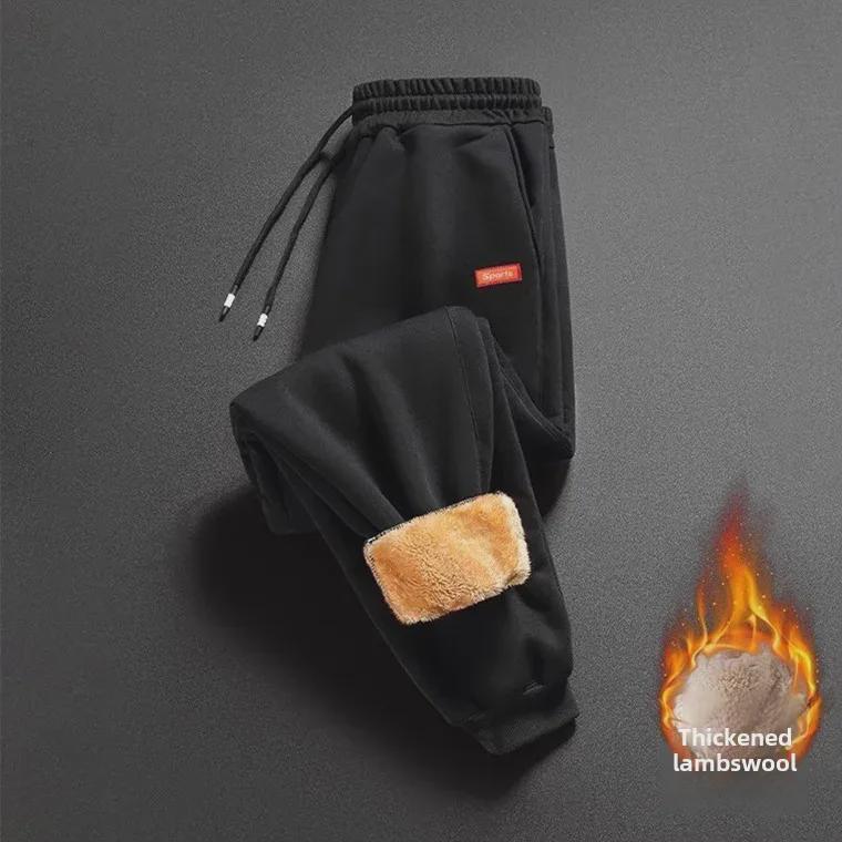 Men's Warm Plus-Size Sweatpants: Autumn/Winter Velvet-Enhanced, Thickened Sports Style