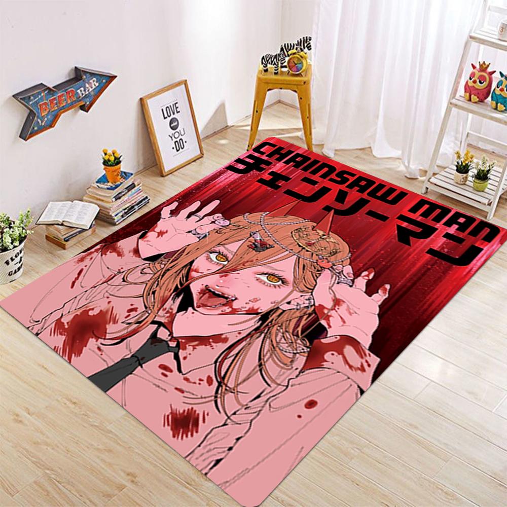 

Chainsaw Man horror carpet non-slip floor mat washable Japanese comic design for living room sofa coffee table 50X80CM