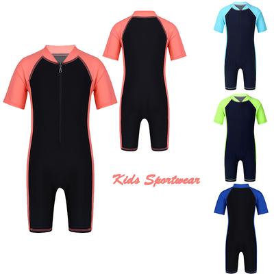 Rash Guard a Maniche Corte per Bambini e Bambine, Protezione Solare, Costume da Bagno con Zip, Costume da Bagno da Spiaggia