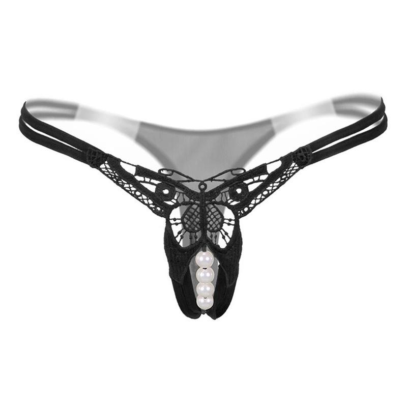 Lace Panties For Sex Open Crotch Briefs With Pearls Women Thongs And G Strings Sexy Transparent Lingerie Underwear