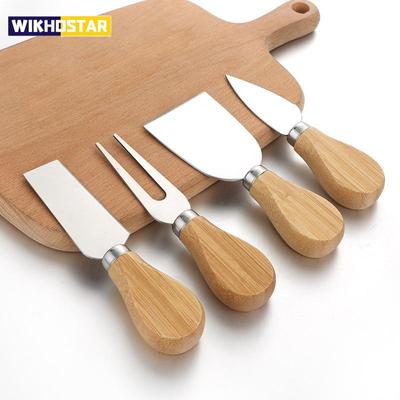 4 teile/satz Holz Griff Messer Sets Eiche Bambus Käse Cutter Messer Slicer Kit Küche Käse Edelstahl Messer Küche Werkzeuge