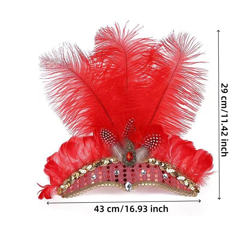 Feather Headband Natural Showgirl Accessories Iridescent Headdress Feather Carnival Headdress For Party Bachelorette Carnival