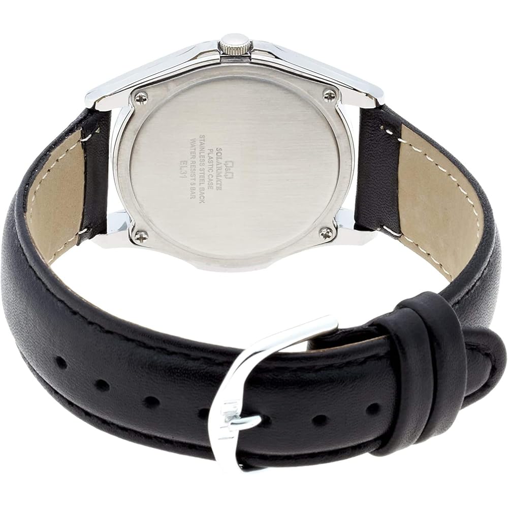 Citizen Q&Q Men's Analog Solar-Powered Waterproof Wristwatch with Leather Strap, White, Model H008-304