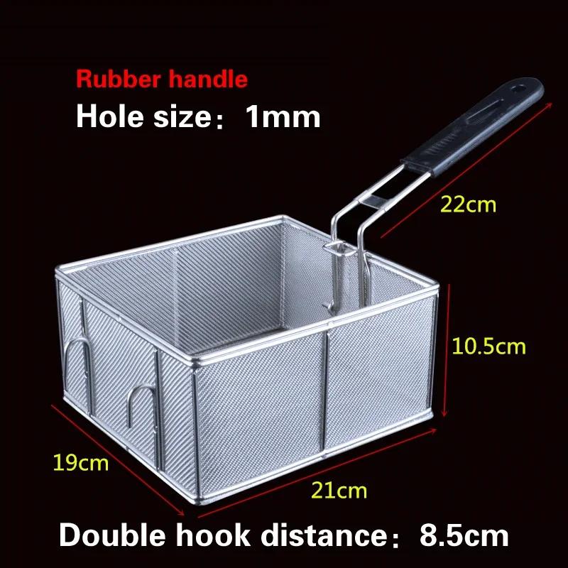 Stainless Steel Frying Basket Net French Fries Basket  Frame Square Oil  Control Filter Frying Basket Dense