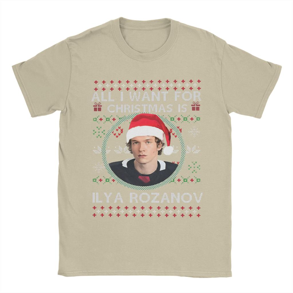 Heated Rivalry  T-Shirt Men All I Want for Christmas Is Ilya Rozanov  Cool 100% Cotton Tees Round Collar Short Sleeve T Shirts