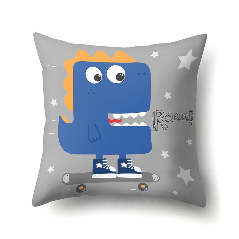 Față de pernă poliester cu model geometric de dinozaur, cu o singură față, pentru casă, canapea, living, dormitor, husă de pernă