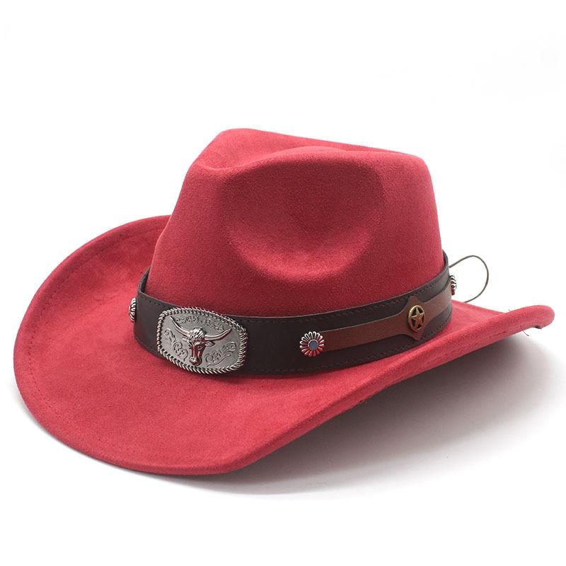 Ethnic Style Minority Suede Hat Belt Male And Female Couple Hat Western Cowboy Top Hat