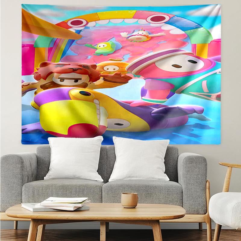 Fall Guys game Tapestry for Bedroom Aesthetic Classroom Tapestries Wall Hanging for Living Room Dorm Office,Ideal Creative Gift