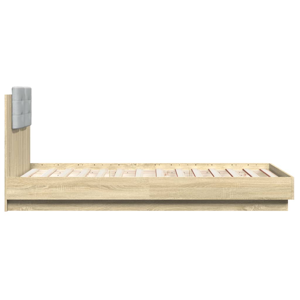 Bed Frame with Headboard and LED Lights Sonoma Oak 75 X 190 Cm