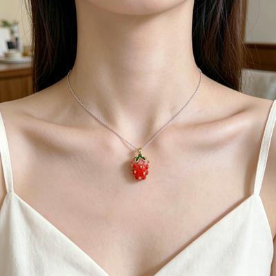 Three-Dimensional Fruit Pendant Three-Dimensional Strawberry Bracelet Pendant Alloy Jewelry Accessory Fashion For Jewelry Making
