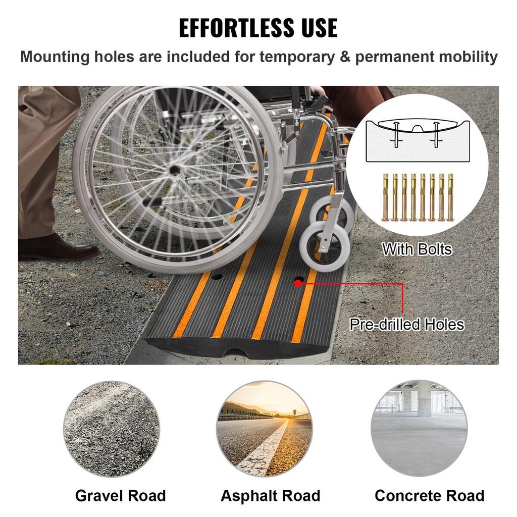 Curb Ramp Rubber Driveway Ramp 2 Pack 2.6" Rise 15T Load Threshold Ramp