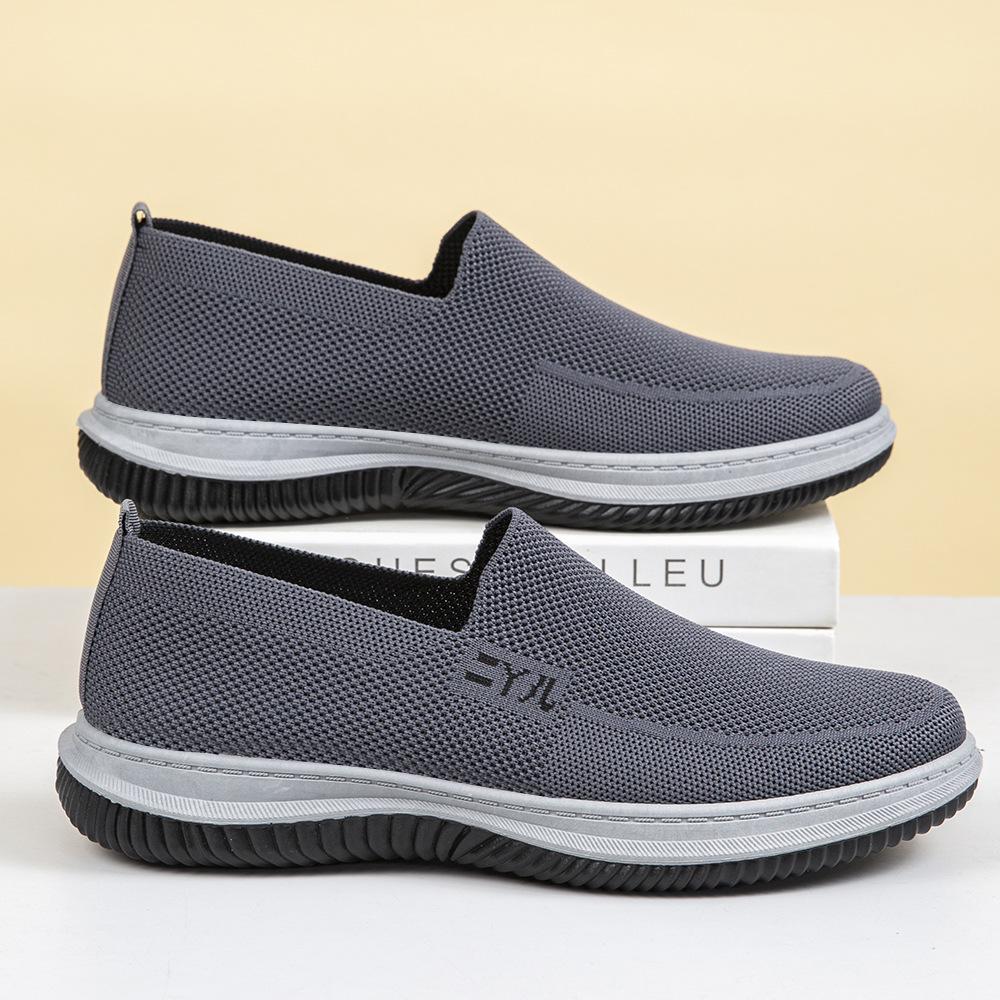 Flying Woven Mesh Casual Shoes Light and Comfortable Walking Shoes Breathable Texture Lazy Shoes