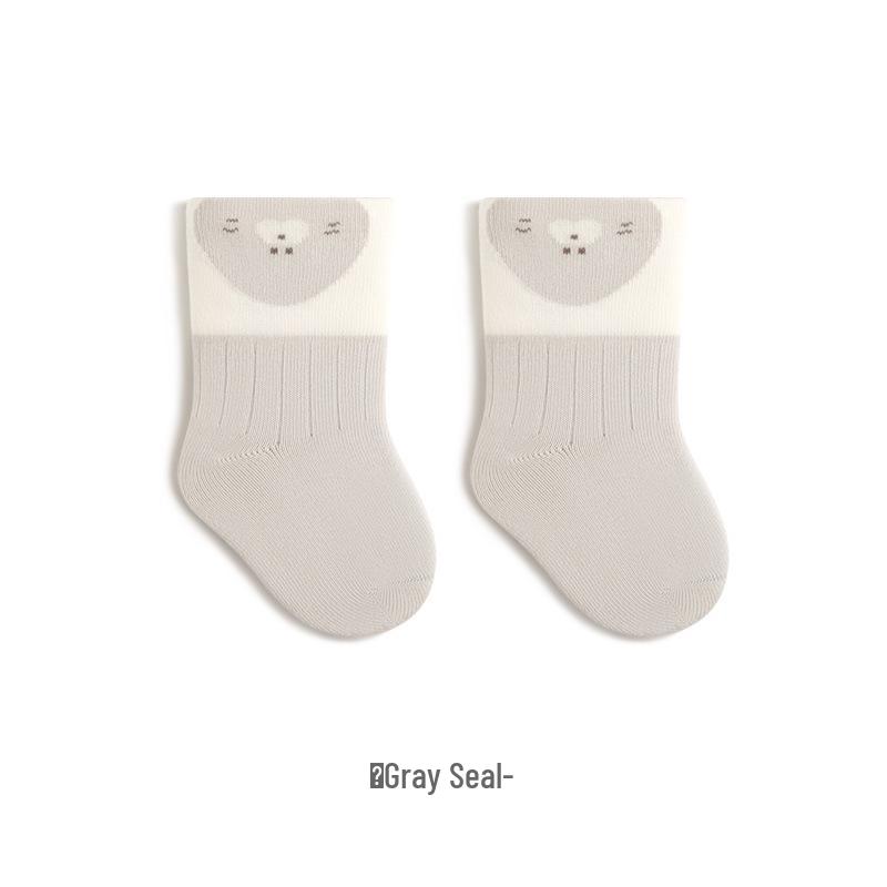 Newborn Cute Cartoon Baby Socks - Seamless Ribbed Cotton for Spring & Autumn