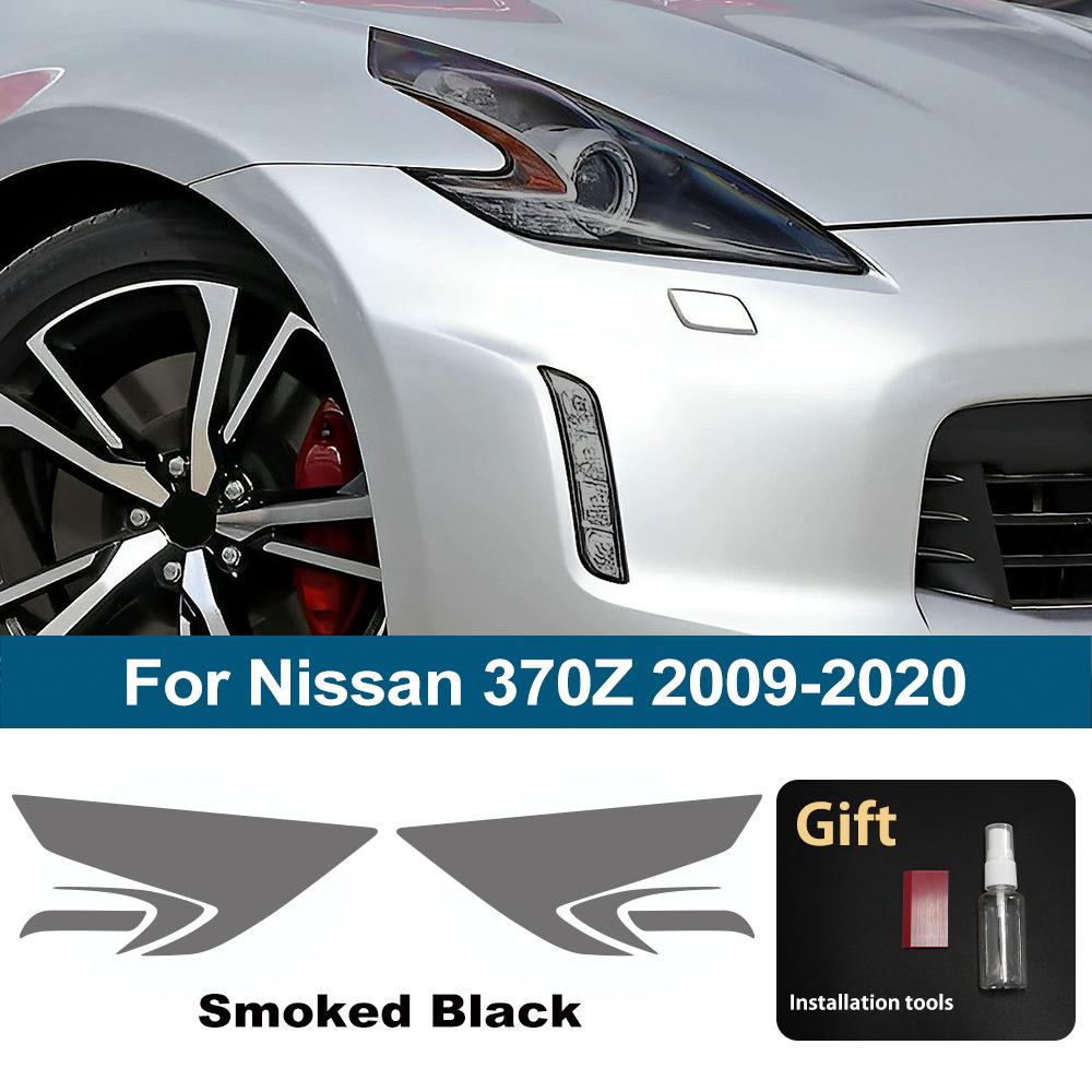 For Nissan 370Z 2009-2020 High-Gloss Smoke Black Pre-Cut TPU Headlight Protection Film PPF Kit Anti-Scratch Vinyl Wrap Cover