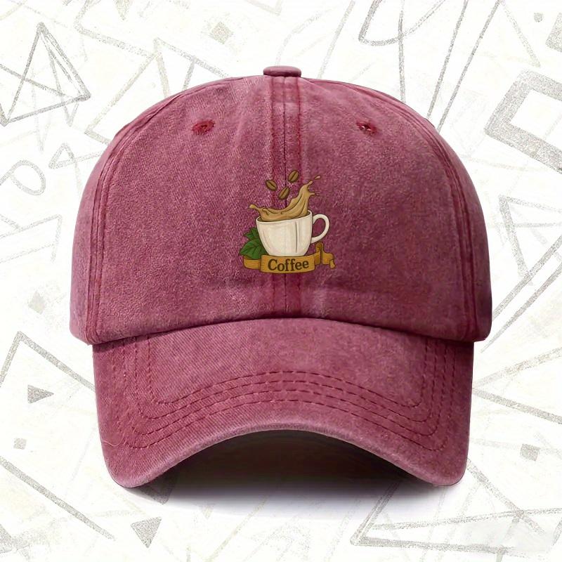 Pc Vintage Washed Hat with Coffee Theme Unisex Solid Baseball Cap Suitable for All Seasons Ideal Gift for Weddings Parties