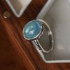 Copper Simple Ring For Women Fine Jewelry Finger Adjustable Open Vintage Blue Stone Ring For Party Birthday Gift