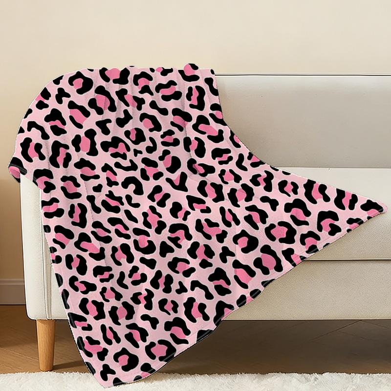 Leopard Print Flannel Fleece Blanket Cozy High-Density Plush, Soft Warm Throw for Home, Couch, Halloween & Christmas
