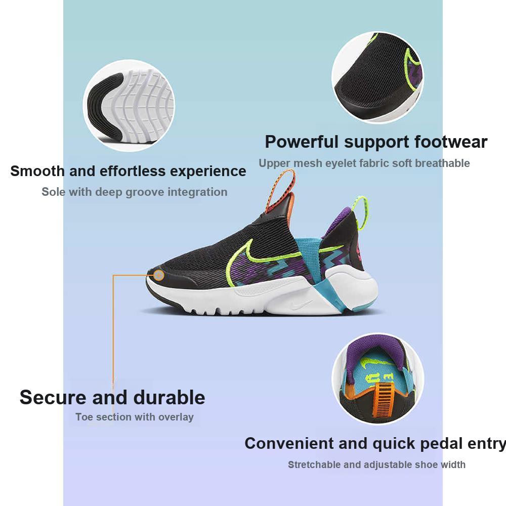 Nike Flex Plus 2 Next Nature SE PS Black Nebula Blue Kids Sneakers Dream-Purple Fluorescent-Yellow FB2355-001