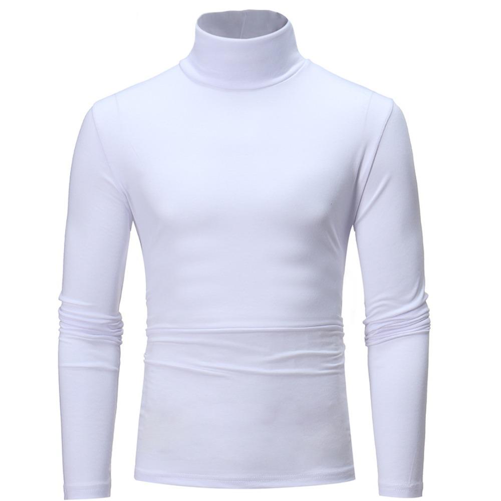 Herren Slim Fit Pullover-T-Shirt mit hohem Kragen und langen Ärmeln für Herbst/Winter