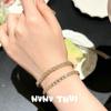 Light Luxury Jewelry, Full Diamond T-Square Arrangement Gemstone Cuban Bracelet, Gilt Stacked Dream, Small Row Diamond Bracelet Bracelet Bracelet