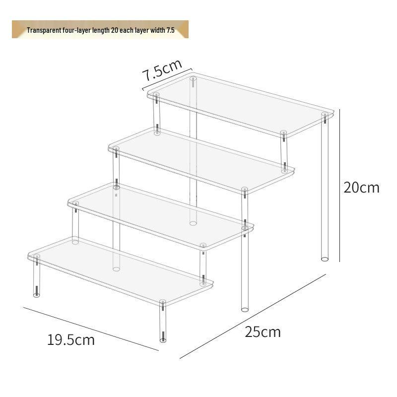 

Акриловая трехъярусная ручная стойка для кукол Pop Mart, косметики Jasmine, кошельков и ювелирных изделий 4-layer 20cm standard