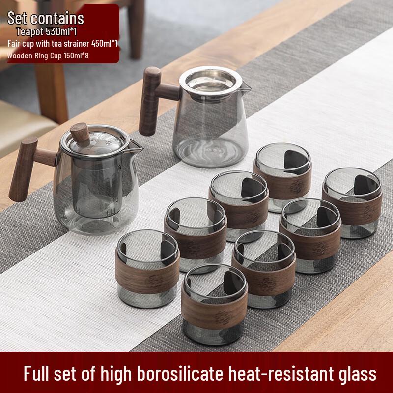 Naijiang Heat-Resistant Glass Kung Fu Tea Set with Bamboo Tray