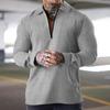 Men S Long Sleeve Waffle Knit Polo Shirt Casual Top