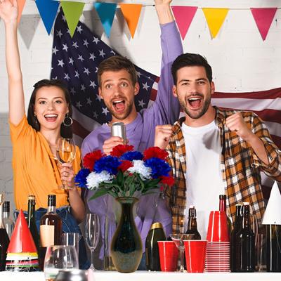 Independence Day Artificial Memorial Flowers Red White Blue Patriotic Cemetery Flower 4th of July Faux Silk Flower Decoration for Home Party