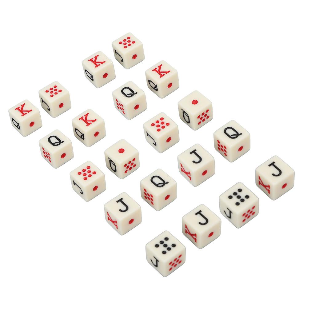 20Pcs Spanish Poker Dice 6 Sided Square JQK Dice Plastic Table Game Dice Set Yellow