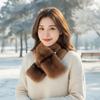 Thick Plush Cross Scarf Thermal Fluffy Muffler Double Sided Stole Faux Fur Collar  Office Workers