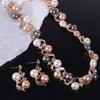 Leaf Pearl Necklace Elegant Necklace Earrings Set Luxury Colorful Pearl Necklace  Party