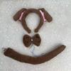 2/3/4Pcs/Set Dog Ears Hair Hoop Set Adults Kids Plush Cotton Filling Dog Nose Tail Bow Tie Cosplay Costume Christmas Halloween Party Gift