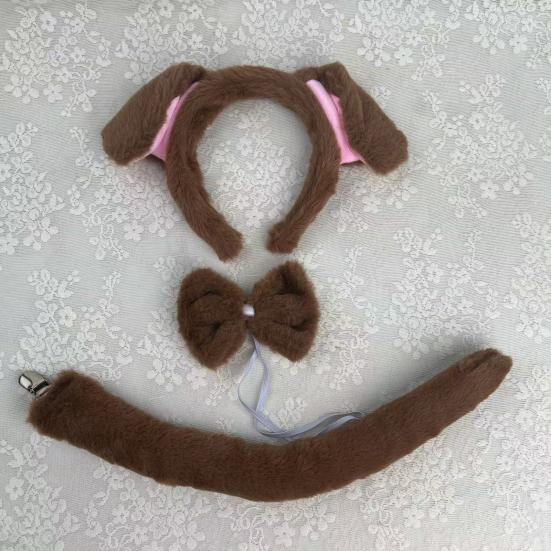 Lot de 2/3/4 cerceaux à cheveux pour oreilles de chien pour adultes et enfants, en peluche, rembourrage en coton, nez, queue, nœud papillon, costume de Cosplay, cadeau de fête d'Halloween de Noël