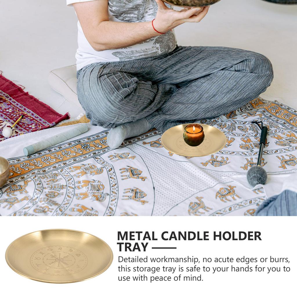 Wizard Altar Plate Round Copper Ritual Tray For Holder Tarot Display Religious Ceremony Decorative Home Decoration