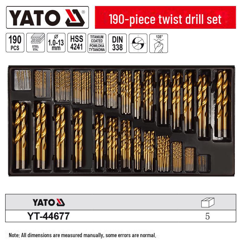 

Набор быстрорежущих спиральных сверл YATO для ручных дрелей 190-piece set 1-13mm YT-44677