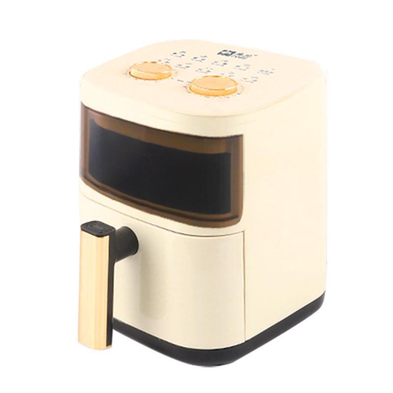 Camel 6L Air Fryer: Large Capacity Electric Oven In Rice White for Baking and Frying. Ideal Gift with Visual Display.